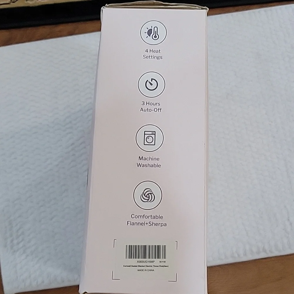 Coriwell Pink Heated Electric Throw white Sherpa 50x60
